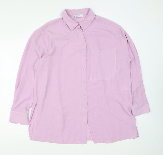 Papaya Womens Pink Polyester Basic Button-Up Size 12 Collared