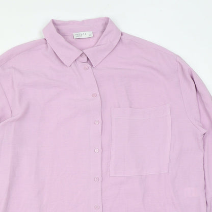 Papaya Womens Pink Polyester Basic Button-Up Size 12 Collared