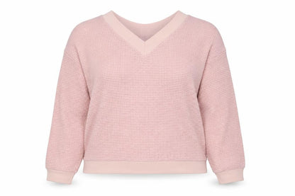 Adreamly Womens Pink V-Neck Acrylic Pullover Jumper Size XL