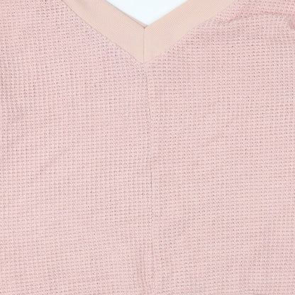 Adreamly Womens Pink V-Neck Acrylic Pullover Jumper Size XL
