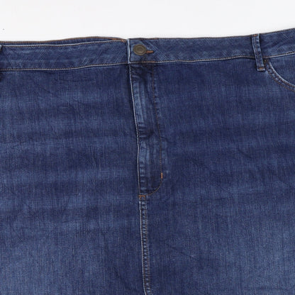 Marks and Spencer Womens Blue Cotton Straight & Pencil Skirt Size 30 Zip