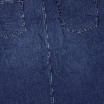 Marks and Spencer Womens Blue Cotton Straight & Pencil Skirt Size 30 Zip