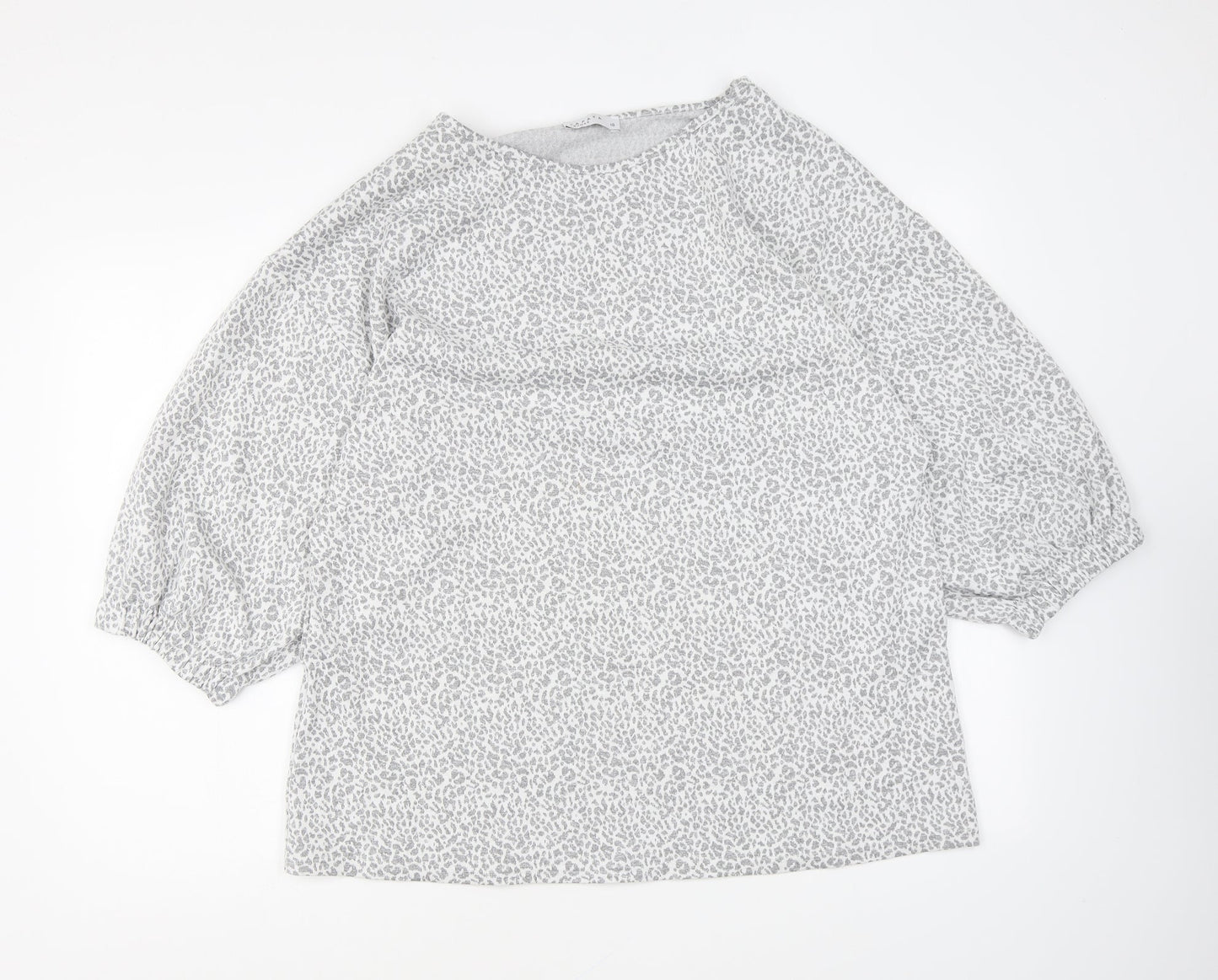 Papaya Womens Grey Animal Print Viscose Basic T-Shirt Size 16 Round Neck