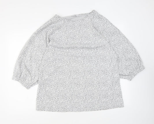 Papaya Womens Grey Animal Print Viscose Basic T-Shirt Size 16 Round Neck