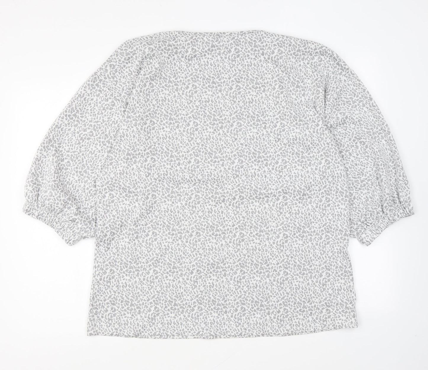 Papaya Womens Grey Animal Print Viscose Basic T-Shirt Size 16 Round Neck