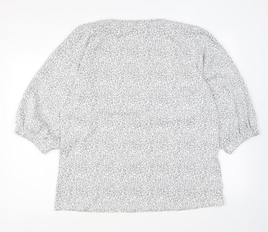 Papaya Womens Grey Animal Print Viscose Basic T-Shirt Size 16 Round Neck