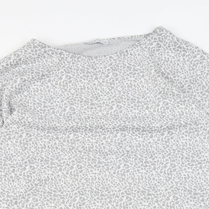 Papaya Womens Grey Animal Print Viscose Basic T-Shirt Size 16 Round Neck