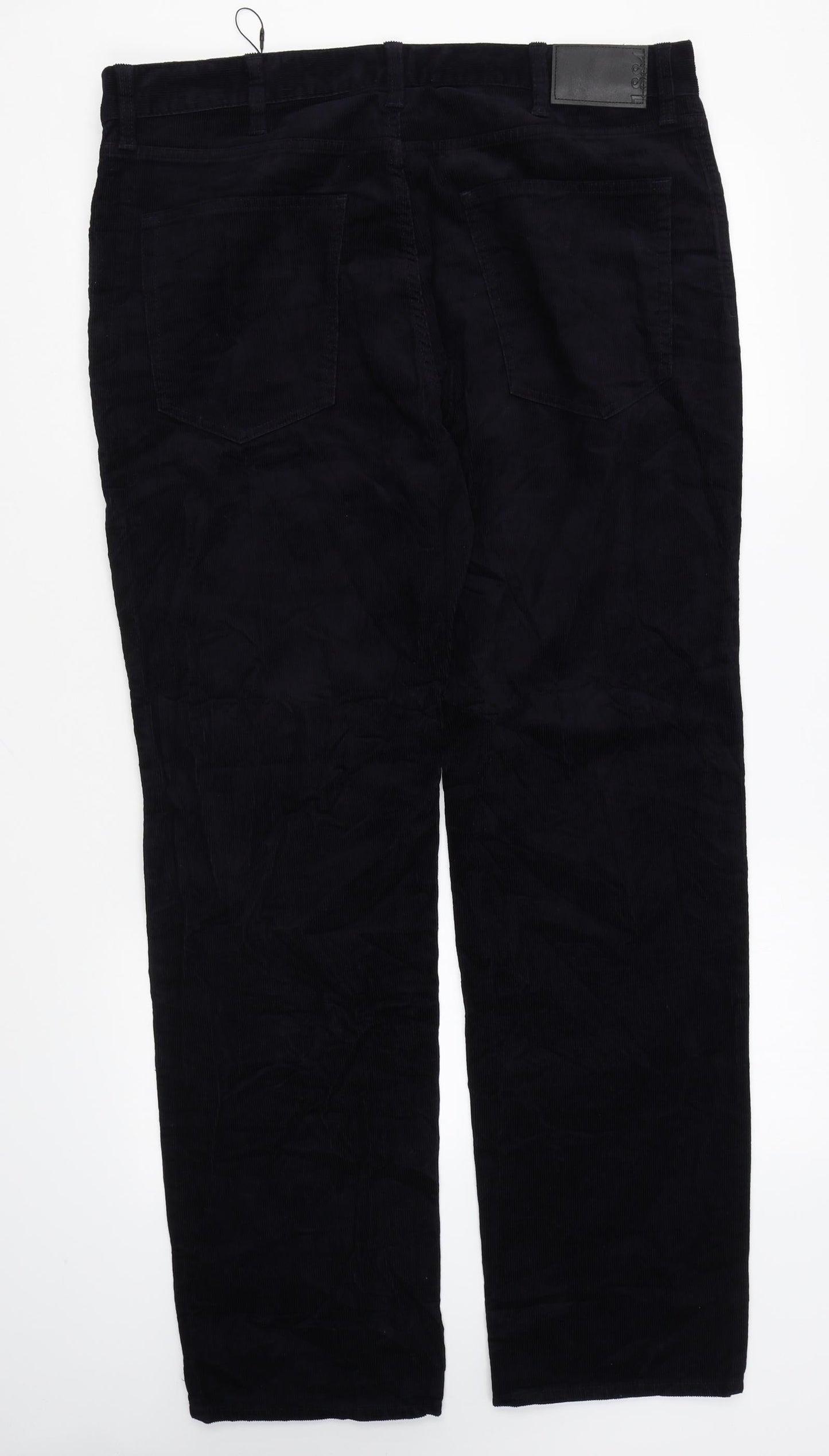 Marks and Spencer Mens Blue Cotton Trousers Size 38 in L27 in Regular Zip