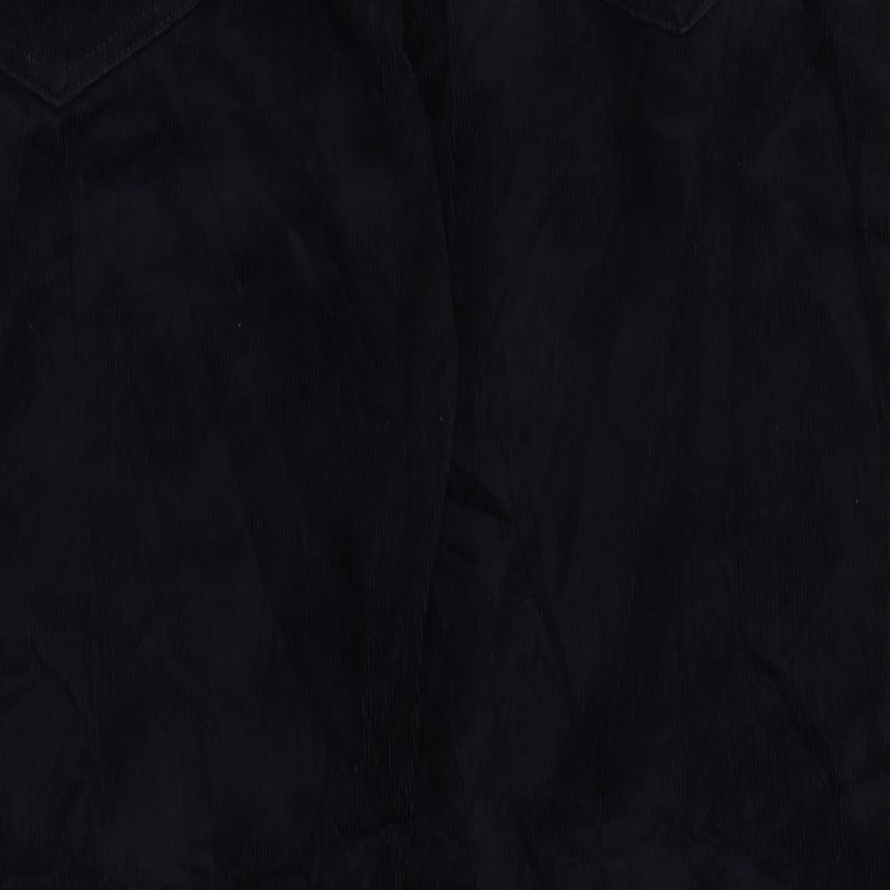 Marks and Spencer Mens Blue Cotton Trousers Size 38 in L27 in Regular Zip