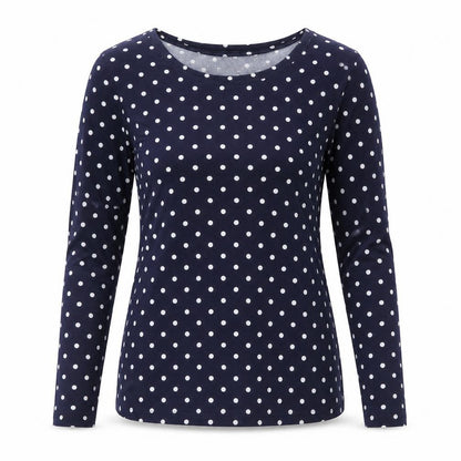 Tango Womens Blue Polka Dot Polyester Basic Blouse Size S Scoop Neck