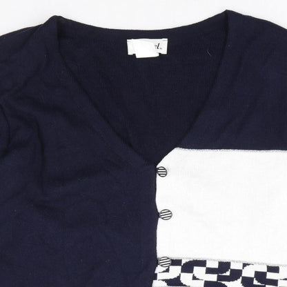 Womens UK Size 10 Afibel Blue Cardigan Jumper