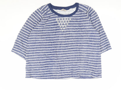 Anthology Womens Blue Striped Cotton Pullover Sweatshirt Size 20 Pullover
