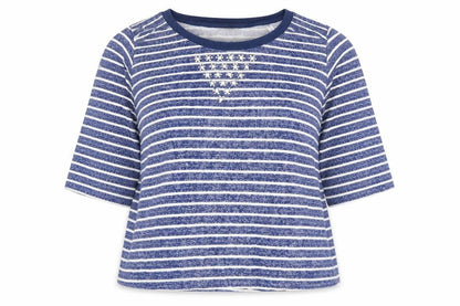 Anthology Womens Blue Striped Cotton Pullover Sweatshirt Size 20 Pullover
