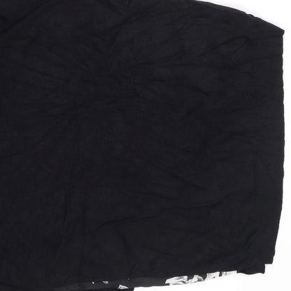 Papaya Womens Black Floral Viscose Basic Blouse Size M Round Neck