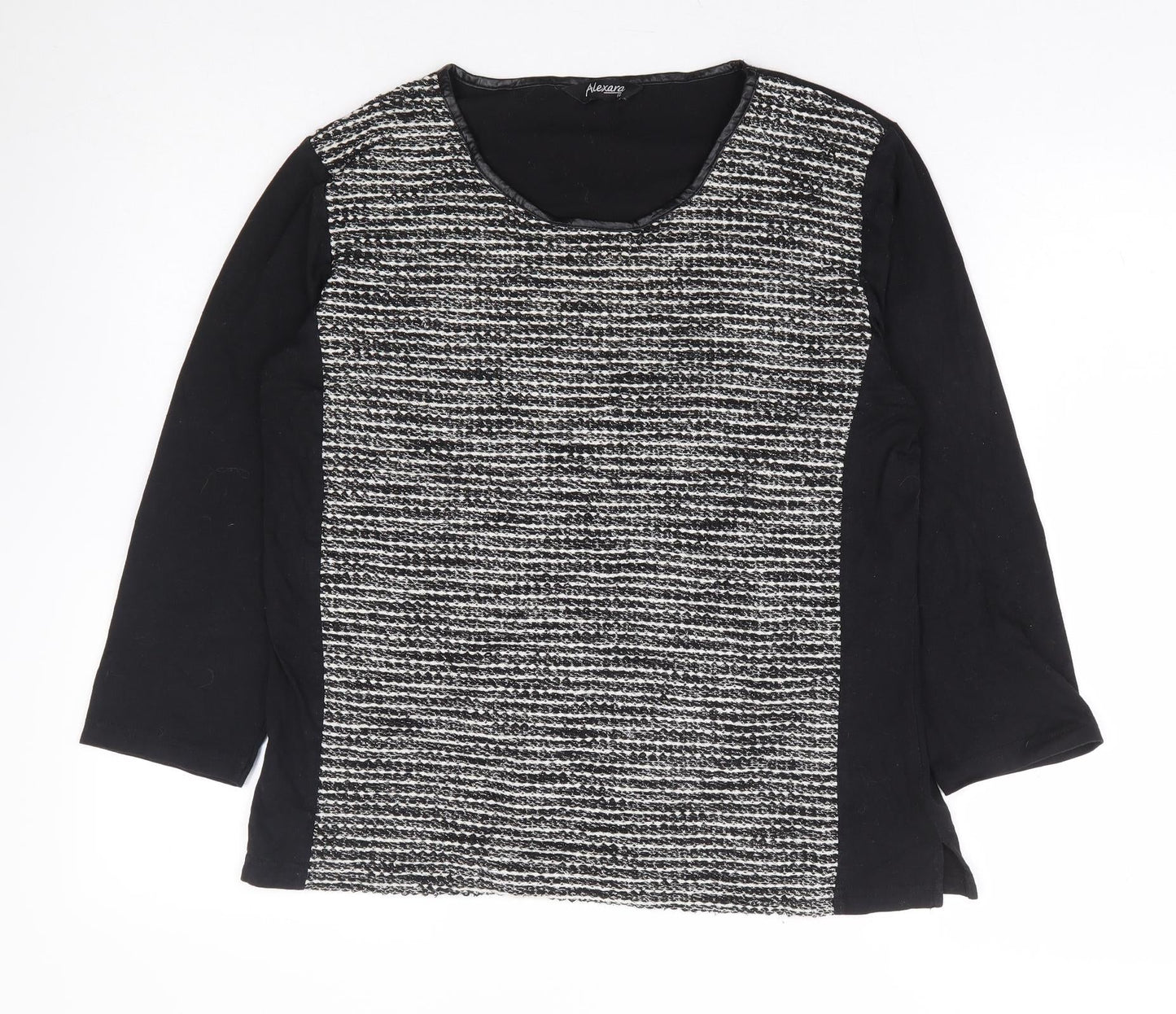 Alexara Womens Black Polyester Basic Blouse Size 14 Round Neck