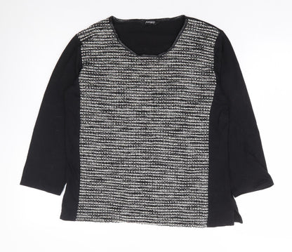 Alexara Womens Black Polyester Basic Blouse Size 14 Round Neck