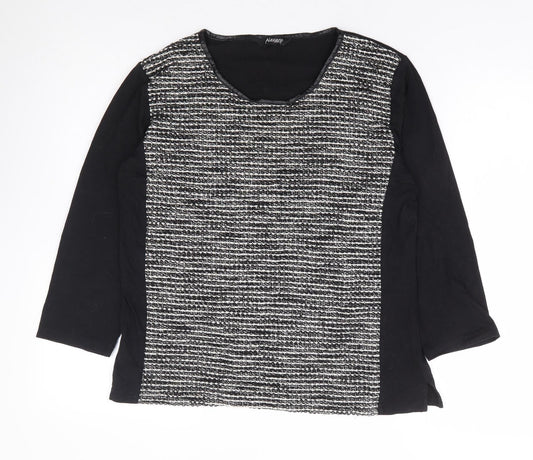 Alexara Womens Black Polyester Basic Blouse Size 14 Round Neck