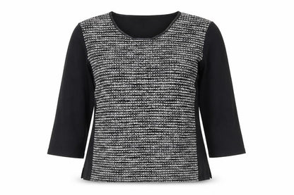 Alexara Womens Black Polyester Basic Blouse Size 14 Round Neck