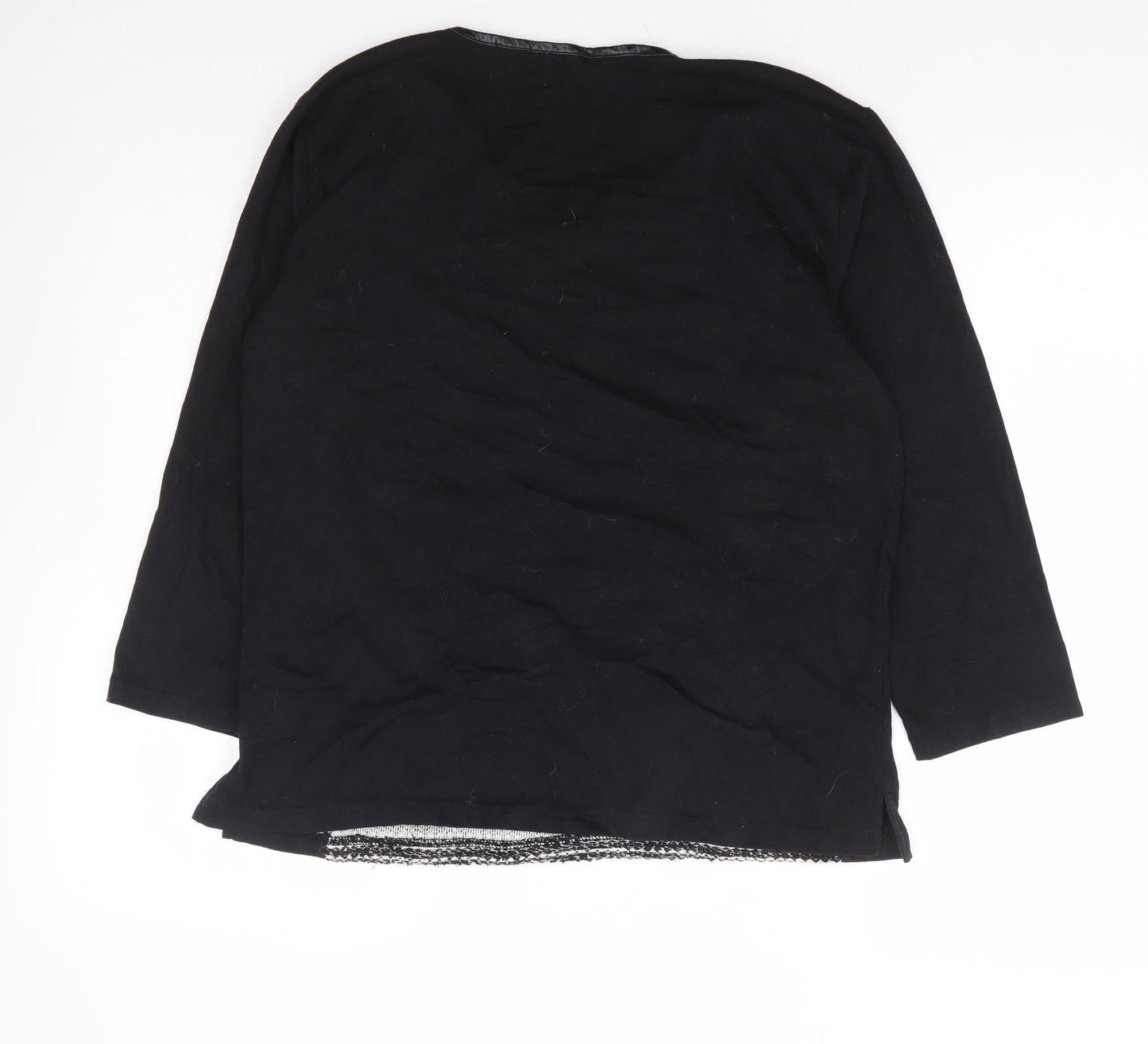 Alexara Womens Black Polyester Basic Blouse Size 14 Round Neck