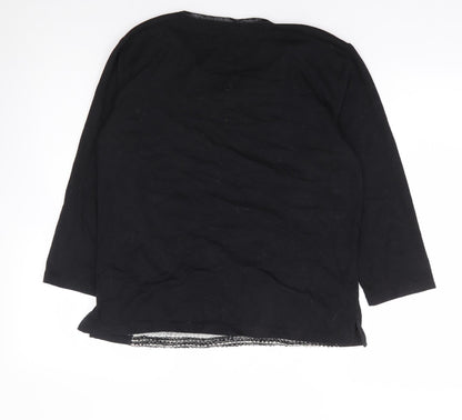 Alexara Womens Black Polyester Basic Blouse Size 14 Round Neck