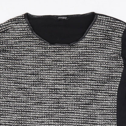 Alexara Womens Black Polyester Basic Blouse Size 14 Round Neck