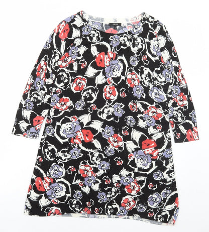 Matalan Womens Multicoloured Floral Acrylic Tunic T-Shirt Size 14 Round Neck