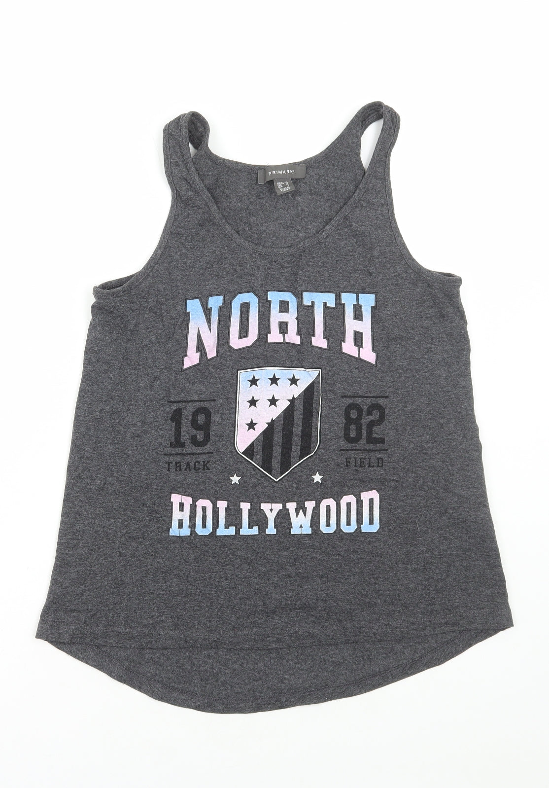 Primark Womens Grey Cotton Basic Tank Size 10 Scoop Neck - North Hollywood