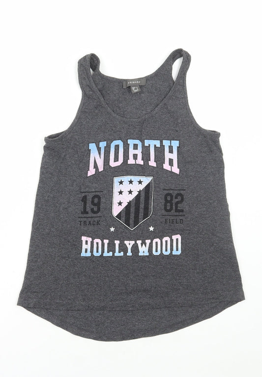 Primark Womens Grey Cotton Basic Tank Size 10 Scoop Neck - North Hollywood