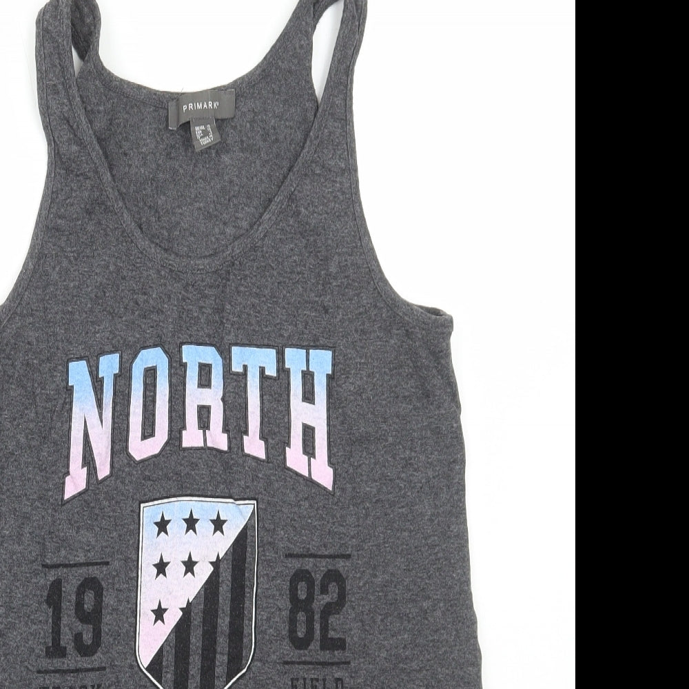 Primark Womens Grey Cotton Basic Tank Size 10 Scoop Neck - North Hollywood