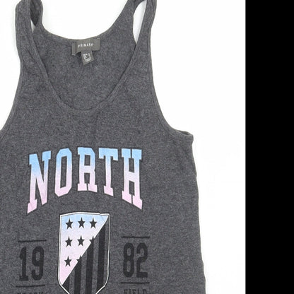 Primark Womens Grey Cotton Basic Tank Size 10 Scoop Neck - North Hollywood