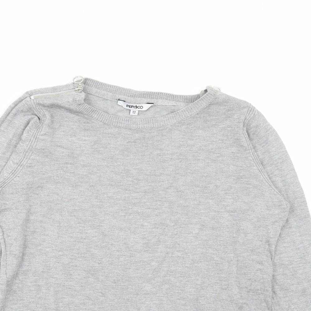 Womens UK Size 12 PEP&CO Grey Pullover Jumper