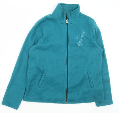 Anne De Lacey Womens Blue Floral Jacket Size S Zip
