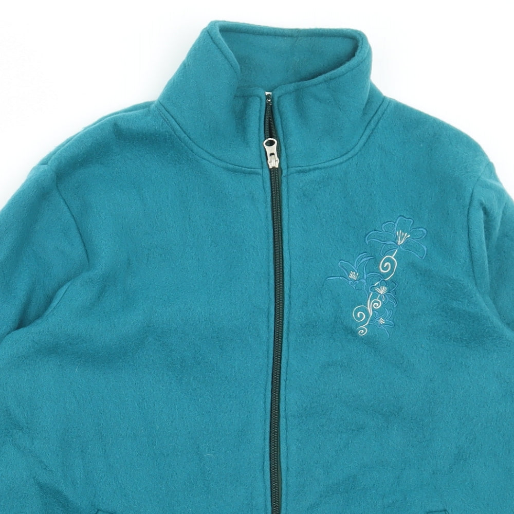 Anne De Lacey Womens Blue Floral Jacket Size S Zip
