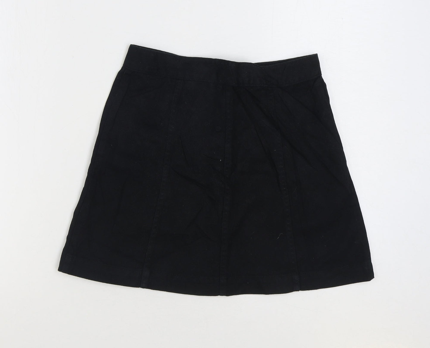 Divided by H&M Womens Black Cotton A-Line Skirt Size 10 Button