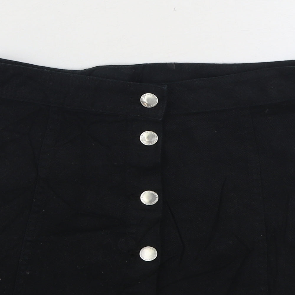 Divided by H&M Womens Black Cotton A-Line Skirt Size 10 Button