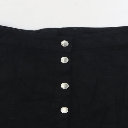 Divided by H&M Womens Black Cotton A-Line Skirt Size 10 Button