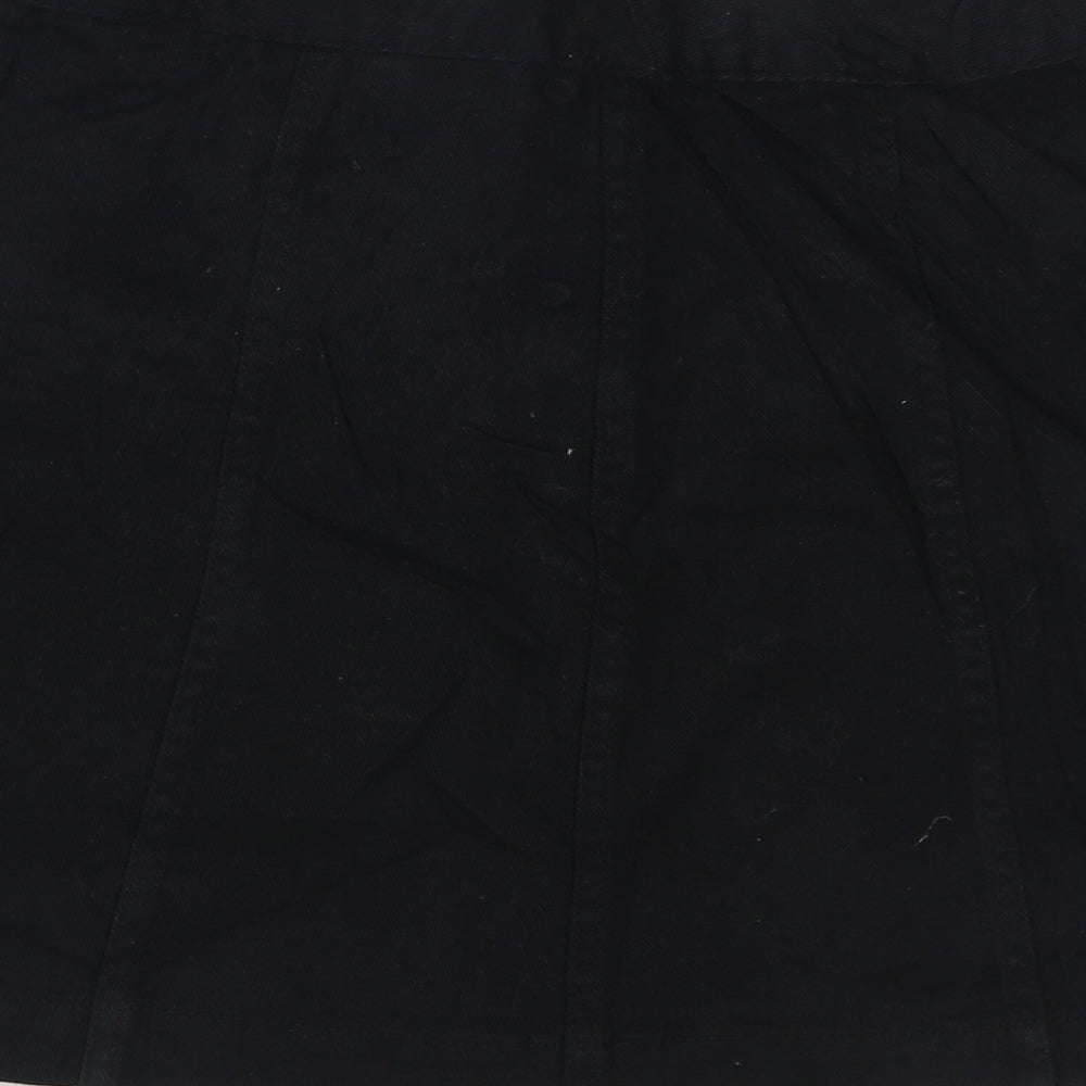 Divided by H&M Womens Black Cotton A-Line Skirt Size 10 Button