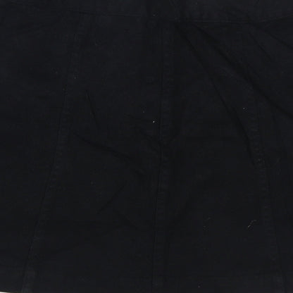 Divided by H&M Womens Black Cotton A-Line Skirt Size 10 Button