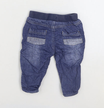 George Boys Blue 100% Cotton Jogger Jeans Size 6-9 Months Pullover