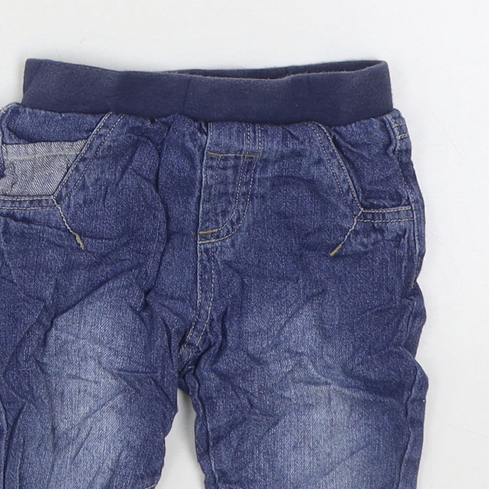 George Boys Blue 100% Cotton Jogger Jeans Size 6-9 Months Pullover