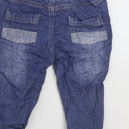 George Boys Blue 100% Cotton Jogger Jeans Size 6-9 Months Pullover