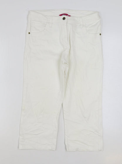 Platform Womens White Cotton Cropped Jeans Size 12 L21 in Regular Zip