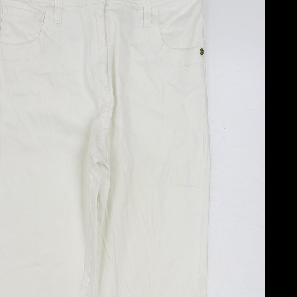 Platform Womens White Cotton Cropped Jeans Size 12 L21 in Regular Zip