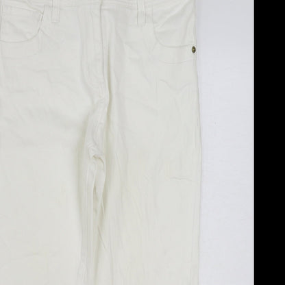 Platform Womens White Cotton Cropped Jeans Size 12 L21 in Regular Zip