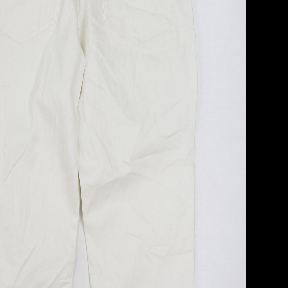 Platform Womens White Cotton Cropped Jeans Size 12 L21 in Regular Zip
