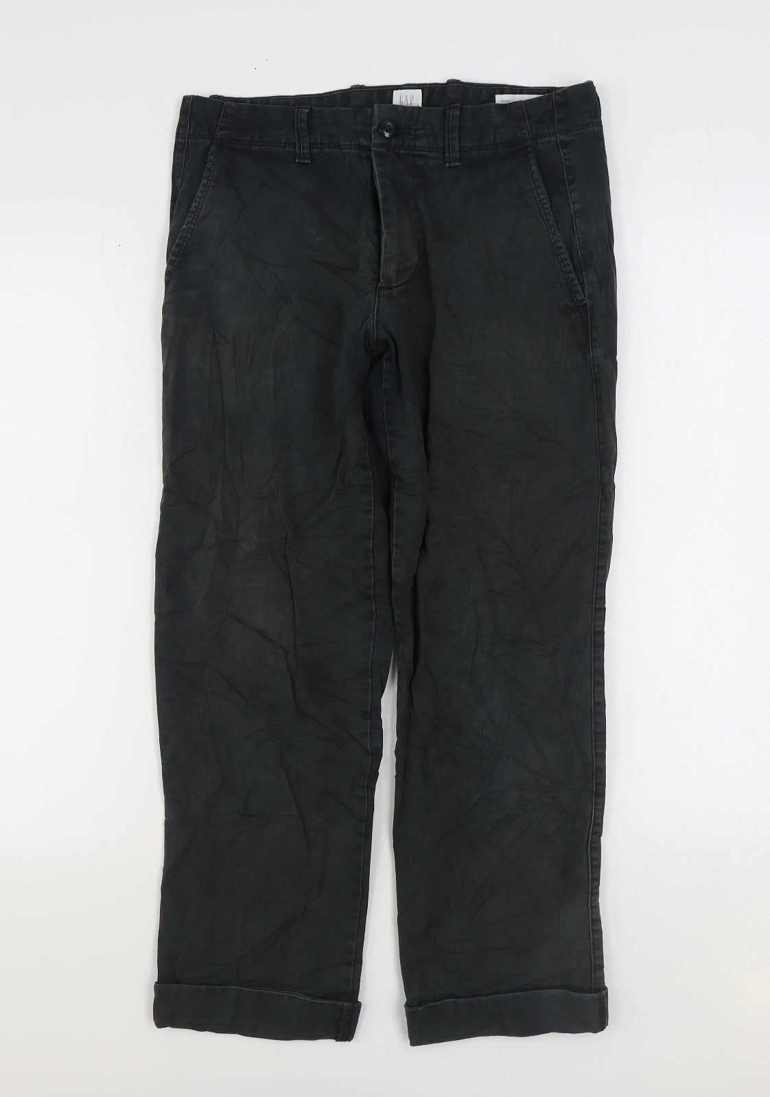 Marks and Spencer Mens Black Cotton Cropped Jeans Size 29 in L30 in Regular Zip