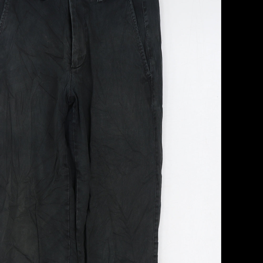 Marks and Spencer Mens Black Cotton Cropped Jeans Size 29 in L30 in Regular Zip