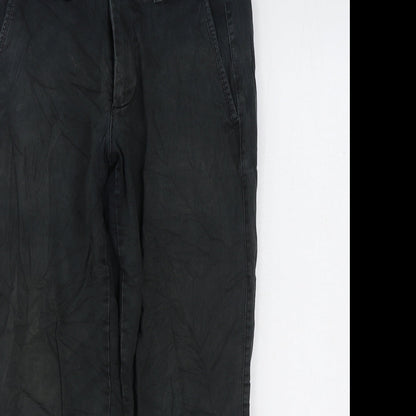 Marks and Spencer Mens Black Cotton Cropped Jeans Size 29 in L30 in Regular Zip