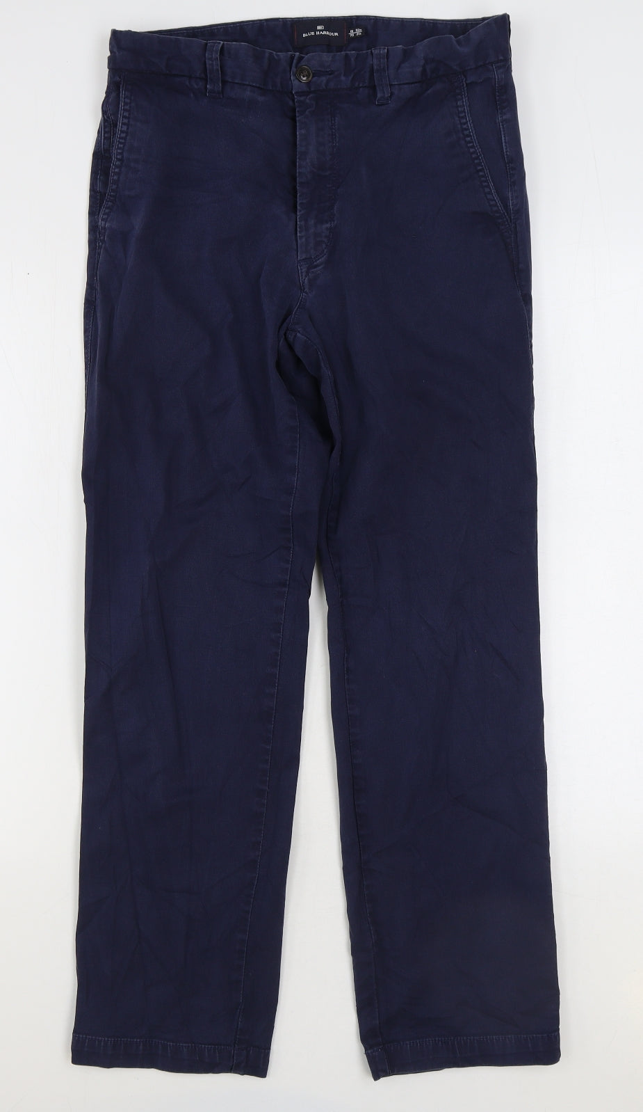 Blue Habour Womens Blue Cotton Chino Trousers Size 32 in L31 in Regular Zip