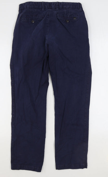 Blue Habour Womens Blue Cotton Chino Trousers Size 32 in L31 in Regular Zip